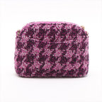 Chanel Tweed Houndstooth Clutch On Chain Purple (N1)