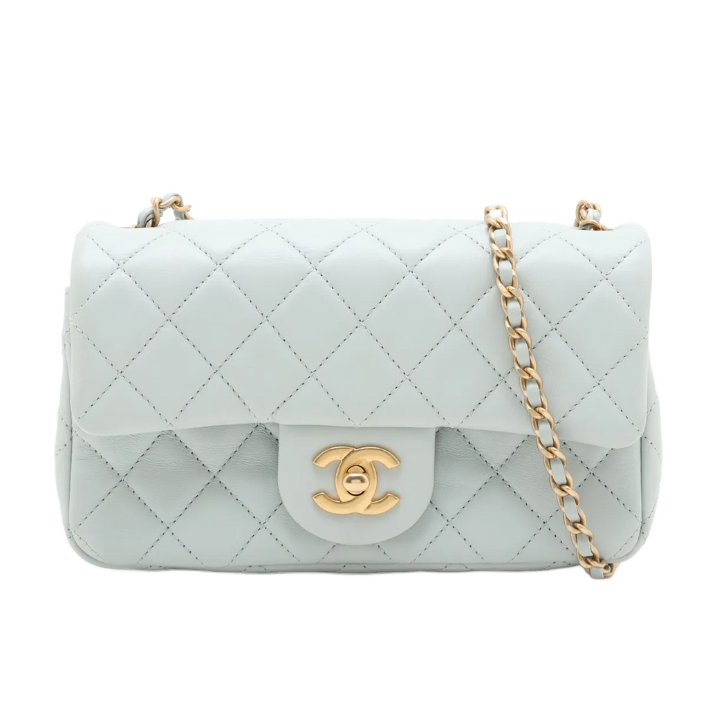 CHANEL Pearl Crush Mini Rectangular - Baby Blue Lambskin (N1)