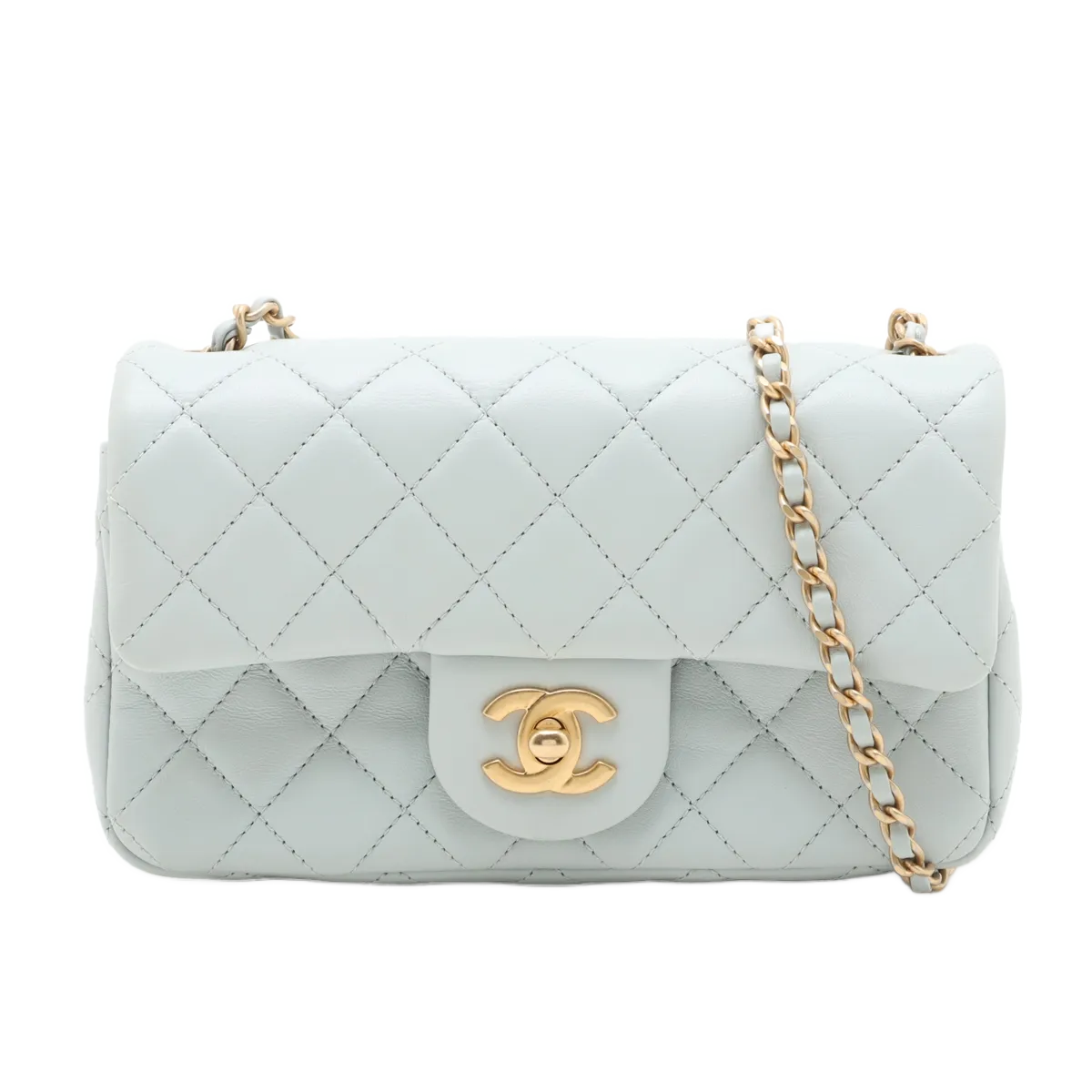 CHANEL Pearl Crush Mini Rectangular - Baby Blue Lambskin (N1)