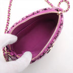 Chanel Tweed Houndstooth Clutch On Chain Purple (N1)