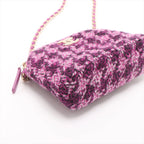 Chanel Tweed Houndstooth Clutch On Chain Purple (N1)