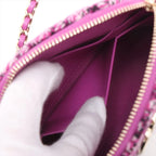 Chanel Tweed Houndstooth Clutch On Chain Purple (N1)