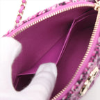 Chanel Tweed Houndstooth Clutch On Chain Purple (N1)