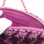 Chanel Tweed Houndstooth Clutch On Chain Purple (N1)