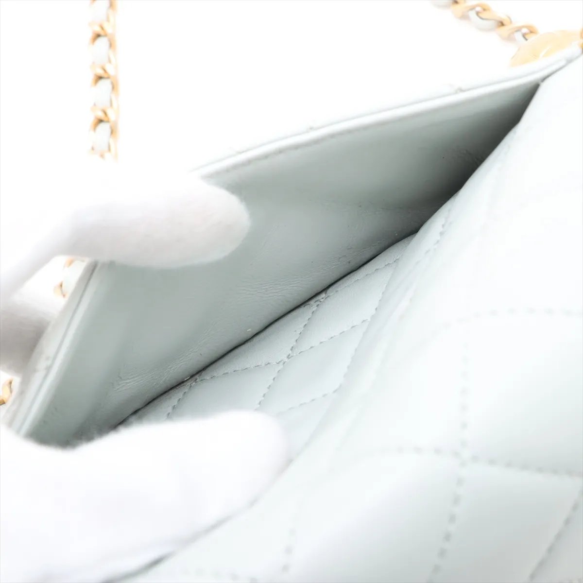 CHANEL Pearl Crush Mini Rectangular - Baby Blue Lambskin (N1)