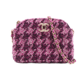 Chanel Tweed Houndstooth Clutch On Chain Purple (N1)