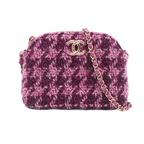 Chanel Tweed Houndstooth Clutch On Chain Purple (N1)