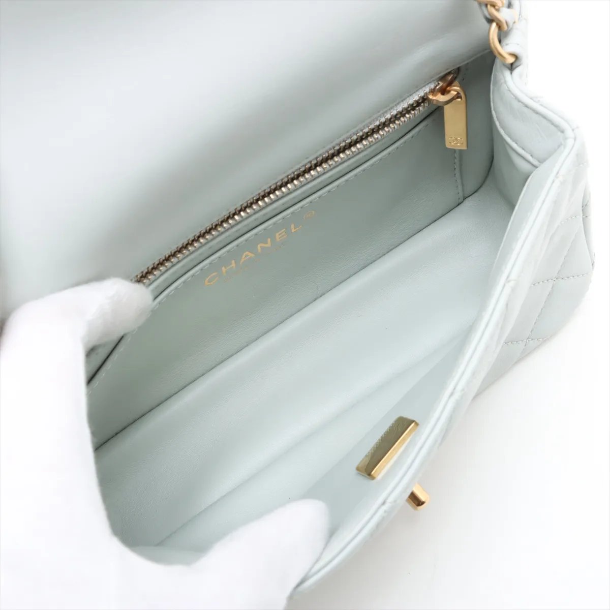CHANEL Pearl Crush Mini Rectangular - Baby Blue Lambskin (N1)